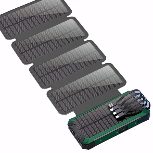 Comes with four-wire large-scale solar power bank 20,000 mAh foldable wireless mobile phone power bank that can be added with solar panels - Image 4
