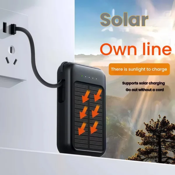 Mini solar powered LED light 4-wire outdoor charger 20000 mAh large capacity mobile power bank - Image 4