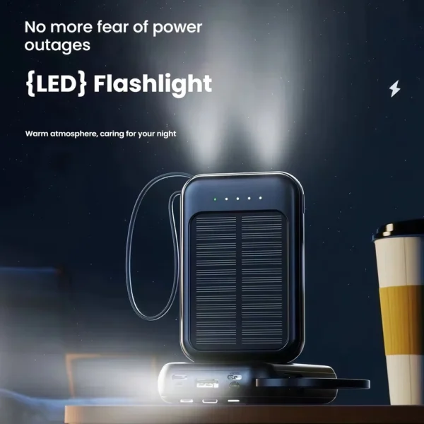 Mini solar powered LED light 4-wire outdoor charger 20000 mAh large capacity mobile power bank - Image 2