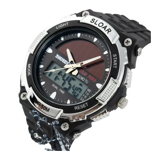 Men's Fashion Solar Watch Waterproof Dual-Motor Electronic Trendy Outdoor Sports Watch