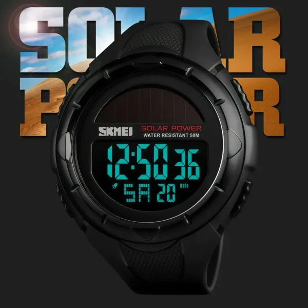 2025 Solar Powered Men's Watch Waterproof Outdoor Sports Fashion Electronic Watch - Image 2