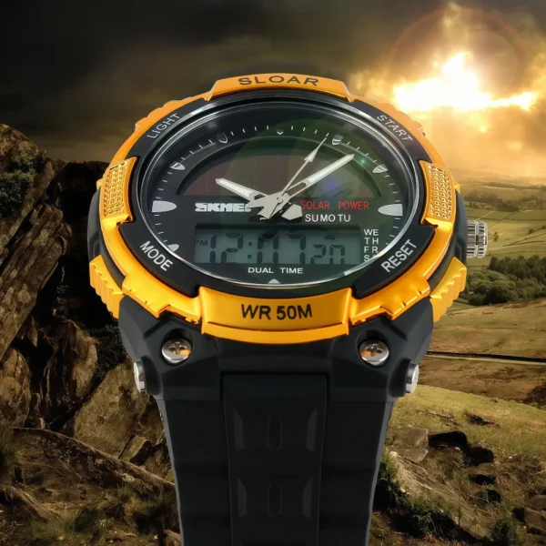 Men's Fashion Solar Watch Waterproof Dual-Motor Electronic Trendy Outdoor Sports Watch - Image 3