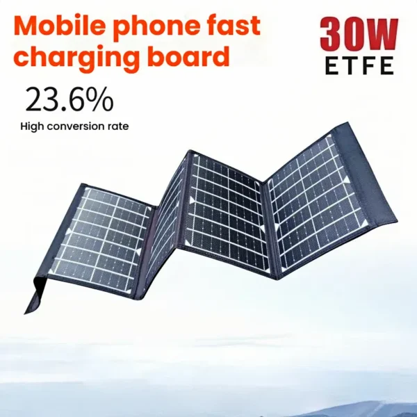 2025 Upgrade 30W/40W/50W/80W Foldable Solar Charger Panel - Portable ETFE Solar Phone Charger with Dual USB Outputs, Waterproof Outdoor Solar Power Bank for Camping, Hiking, Emergency Phone Charging (iPhone/Android/Tablets) - Image 3