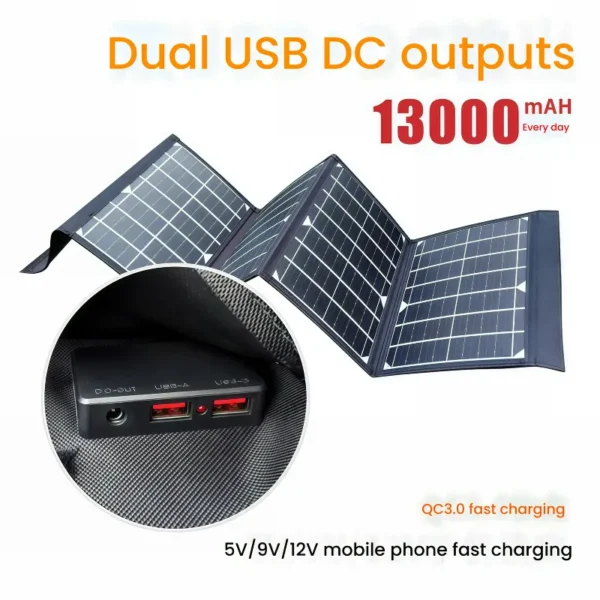 2025 Upgrade 30W/40W/50W/80W Foldable Solar Charger Panel - Portable ETFE Solar Phone Charger with Dual USB Outputs, Waterproof Outdoor Solar Power Bank for Camping, Hiking, Emergency Phone Charging (iPhone/Android/Tablets) - Image 2
