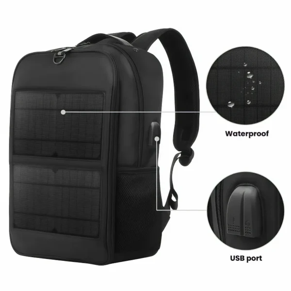 2025 New Men's Bag Water-Repellent Nylon Solar 14W Charging Backpack Travel Outdoor Sports Backpack Leisure Mountaineering Bag
