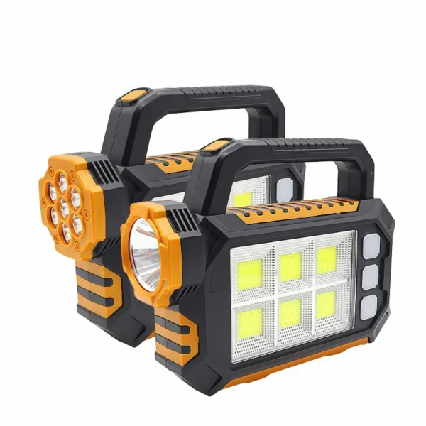 1000LM Solar COB Flashlight – USB Rechargeable, Waterproof LED Spotlight for Camping, Emergencies & Outdoor Adventures