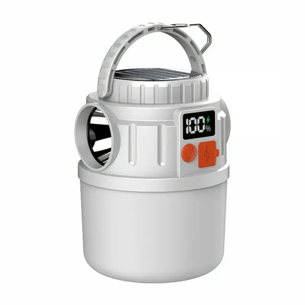 65W Solar Camping Lantern with Digital Display – USB Rechargeable, Waterproof, Dual Light Modes for Emergencies & RV Camping