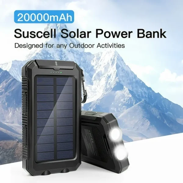 20000mAh Solar Power Bank Charger Power Bank Summer Autumn Gift, Dual USB Output Port Multi Charger Power Bank with Flashlight, Portable Wireless Car Charger, Solar Power Bank Charger for iPhone, Travel Gadgets, Electronic Accessories - Image 2