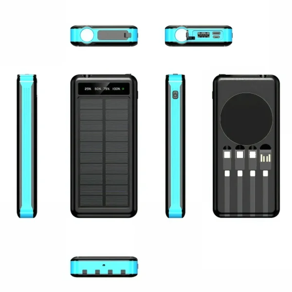 2025 New 15W 10000mAh Solar Power Bank - Can Charge 5 Devices at the Same Time | Wireless and Waterproof